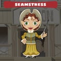 Cartoon character of Wild West - seamstress