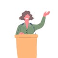 Cartoon Character Woman Confident Speaker Concept. Vector