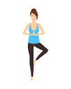 Cartoon Character Woman Doing Yoga Exercises. Vector Royalty Free Stock Photo