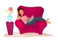 Cartoon character. woman relaxing