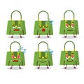 Cartoon character of women bag with sleepy expression