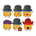 Cartoon character of wooden toolbox with various pirates emoticons Royalty Free Stock Photo