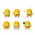 Cartoon character of yellow correction pen with various chef emoticons