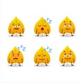 Cartoon character of yellow dried leaves with sleepy expression