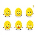 Cartoon character of yellow easter egg with what expression Royalty Free Stock Photo