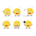 Cartoon character of yellow moon with various chef emoticons