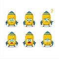 Cartoon character of yellow rocket firecracker with what expression Royalty Free Stock Photo