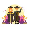 Illustration vector graphic of the graduation couple with flat design style.