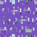 Cartoon Characters Artificial Intelligence Scientists Seamless Pattern Background . Vector Royalty Free Stock Photo