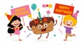 Cartoon Characters Celebrating Birthday Party