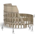 Cartoon characters and colosseum