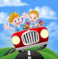 Cartoon Characters Driving Car Royalty Free Stock Photo