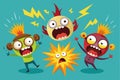 Cartoon characters exhibit exaggerated shock and surprise as they react to something astounding, Shock and surprise reactions set Royalty Free Stock Photo