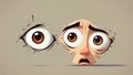 A cartoon characters eyes widen in surprise, then scrunch up in anger, followed by a sad droop. minimal 2d illustration Royalty Free Stock Photo