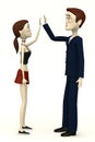 Cartoon characters - high five (businessman and girl)