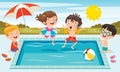 Cartoon Characters Jumping Into Water Royalty Free Stock Photo