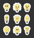 Cartoon characters light bulb. Sticker Bookmark