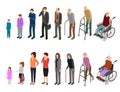 Cartoon Characters People Different Generations Set 3d Isometric View. Vector Royalty Free Stock Photo