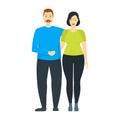 Cartoon Characters People Plus Size Couple. Vector