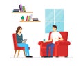 Cartoon Characters People Psychotherapy Counseling Scene. Vector