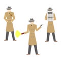 Cartoon Characters Private Detective Set. Vector