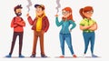 A cartoon of characters promoting a smokefree environment Royalty Free Stock Photo