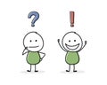 Cartoon characters with question and exclamation mark. Business concept. Vector Royalty Free Stock Photo