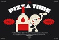 Cartoon characters retro pizza Royalty Free Stock Photo