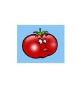 Cartoon characters small funny menacing tomato puffed out its cheeks