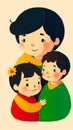 Warm family character affection illustration