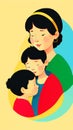 Warm family character affection illustration