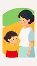 Warm family character affection illustration