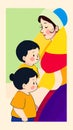 Warm family character affection illustration