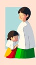Warm family character affection illustration