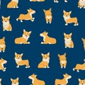 Cartoon Characters Welsh Corgi Seamless Pattern Background. Vector