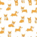 Cartoon Characters Welsh Corgi Seamless Pattern Background. Vector