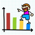 Cartoon charactor and business graph.