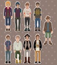 Cartoon charming young man stickers