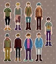 Cartoon charming young man stickers