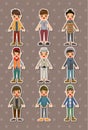 Cartoon charming young man stickers