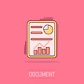 Cartoon checklist icon in comic style. Document check illustration pictogram. Diagram graph sign splash business concept