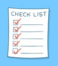 Cartoon checklist with red check marks