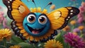 cartoon cheerful butterfly emotion comic fantasy beautiful fun