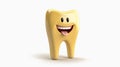 Cartoon cheerful golden tooth on white background Royalty Free Stock Photo