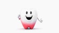 Cartoon cheerful inflamed tooth on a white background Royalty Free Stock Photo