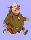 Cartoon cheerful man in a catholic monks cassock running Royalty Free Stock Photo