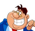 Cartoon cheerful man smiles