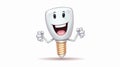 Cartoon cheerful tooth implant on white background Royalty Free Stock Photo