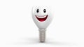 Cartoon cheerful tooth implant on white background Royalty Free Stock Photo