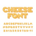 Cartoon cheese alphabet font. Type letters, numbers, symbols.